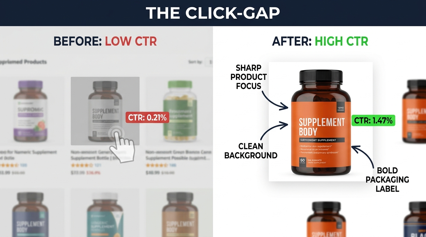 The Click-Gap Problem: A Diagnostic Framework for Turning Low-CTR Listings Into Click Magnets Through Image CRO
